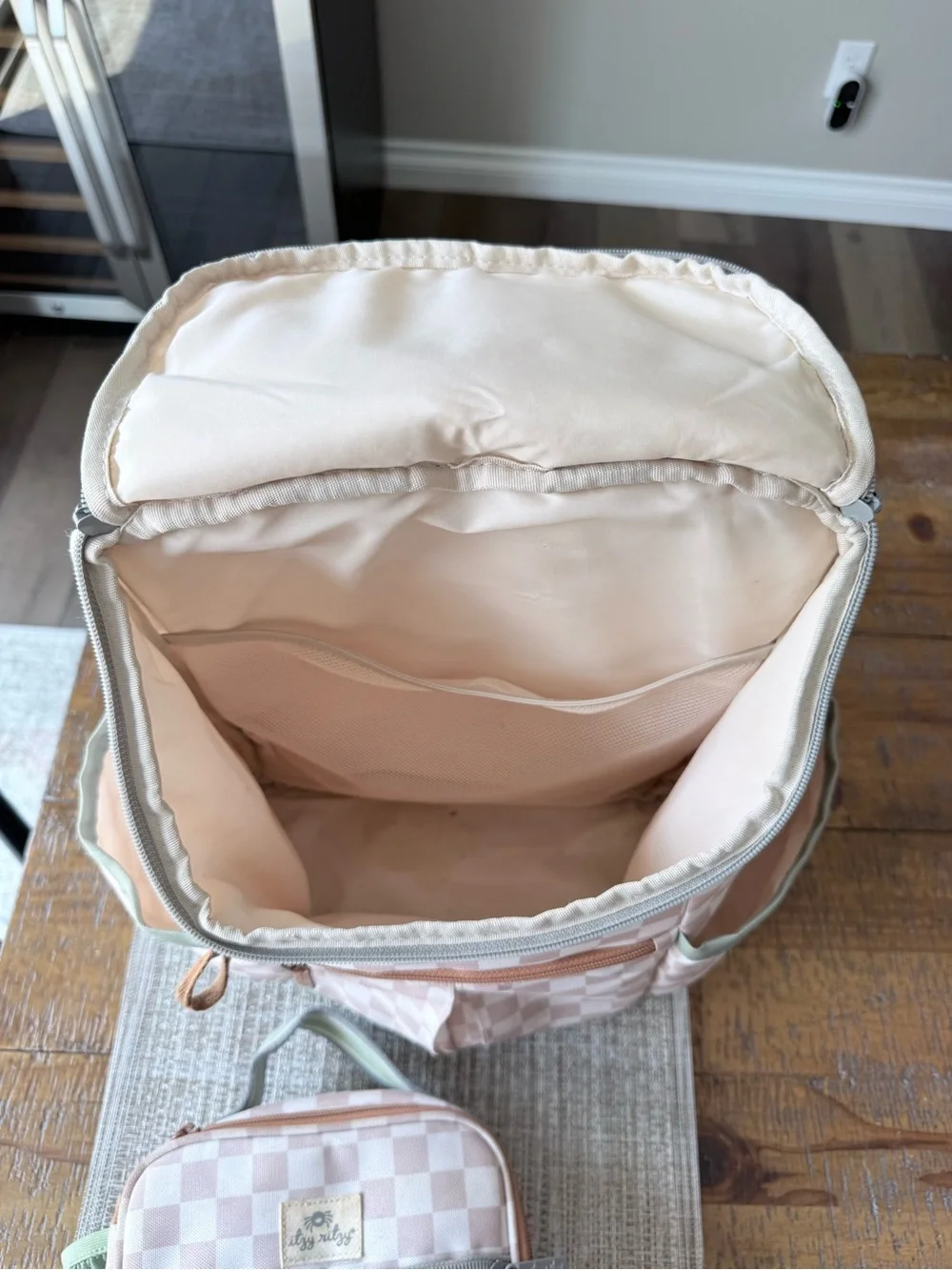 Itzy Ritzy Pink & Cream Checkered Kids Backpack with Matching Lunch Bag